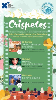 Divendres torna el cicle de cinema familiar Crispetes al Centre Cívic de Bonavista