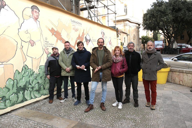 Edu Polo, Hugo Prades i Ariadna Pardines, els autors de la tercera edició d'Art Urbà de la conselleria de Comerç