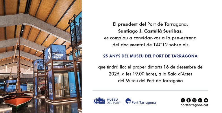 Preestrena del documental de TAC 12 "25 anys del Museu del Port de Tarragona"