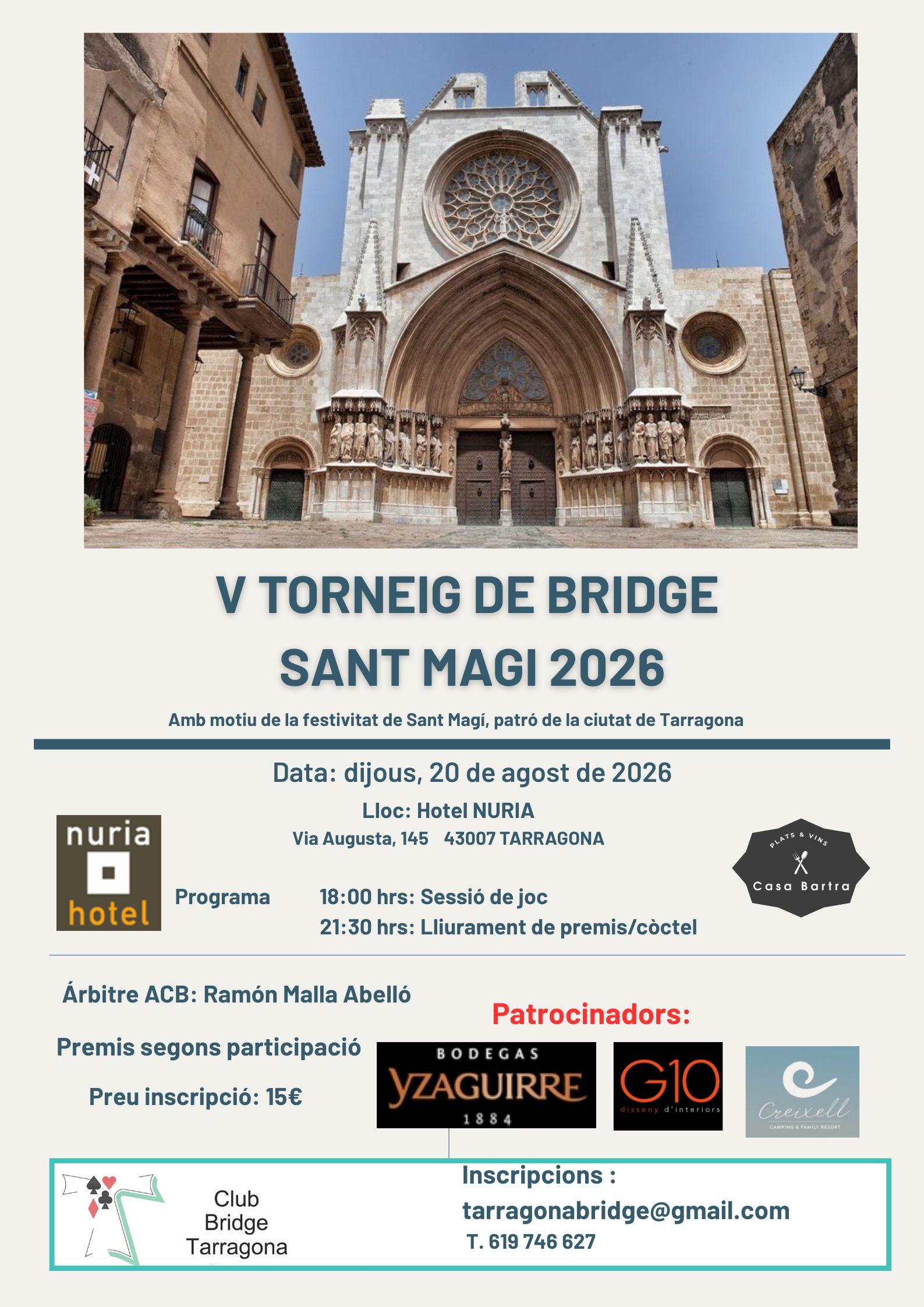 V Torneig de Bridge Sant Magí 2026