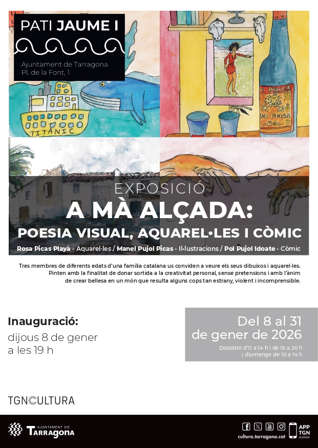 Inauguració de l'exposició "A mà alçada: poesia visual, aquarel·les i còmic"