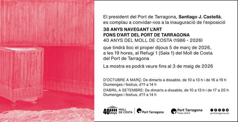 Inauguració de l'exposició "38 anys navegant l'art. Fons d'Art del Port de Tarragona. 40 anys del Moll de Costa (1986-2026)"