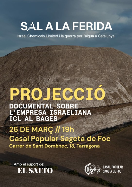 Projecció de "Sal a la ferida. Israel Chemicals Limited i la guerra per l'aigua a Catalunya"