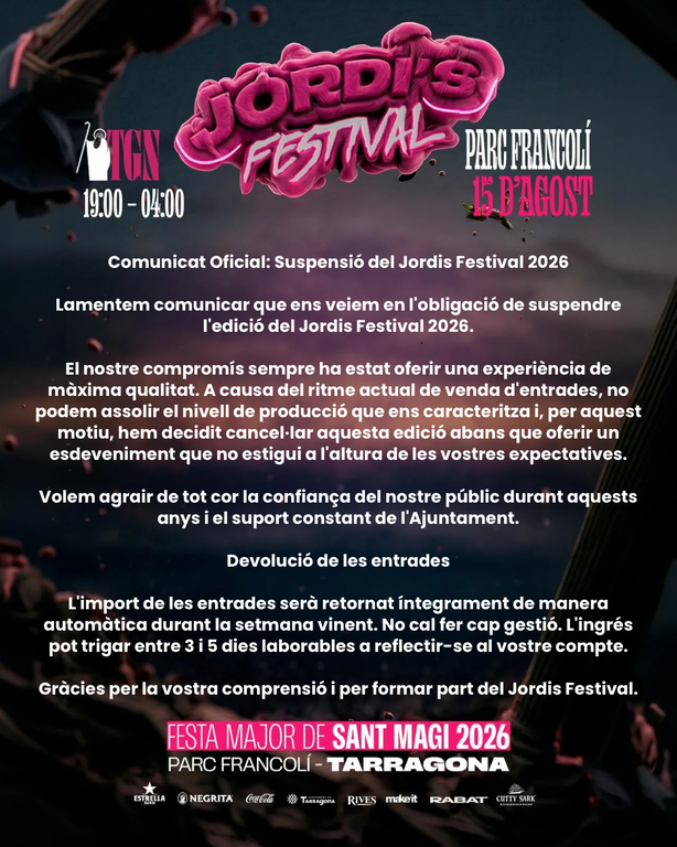[ACTE SUSPÈS] Jordi’s Festival Sant Magí 2026
