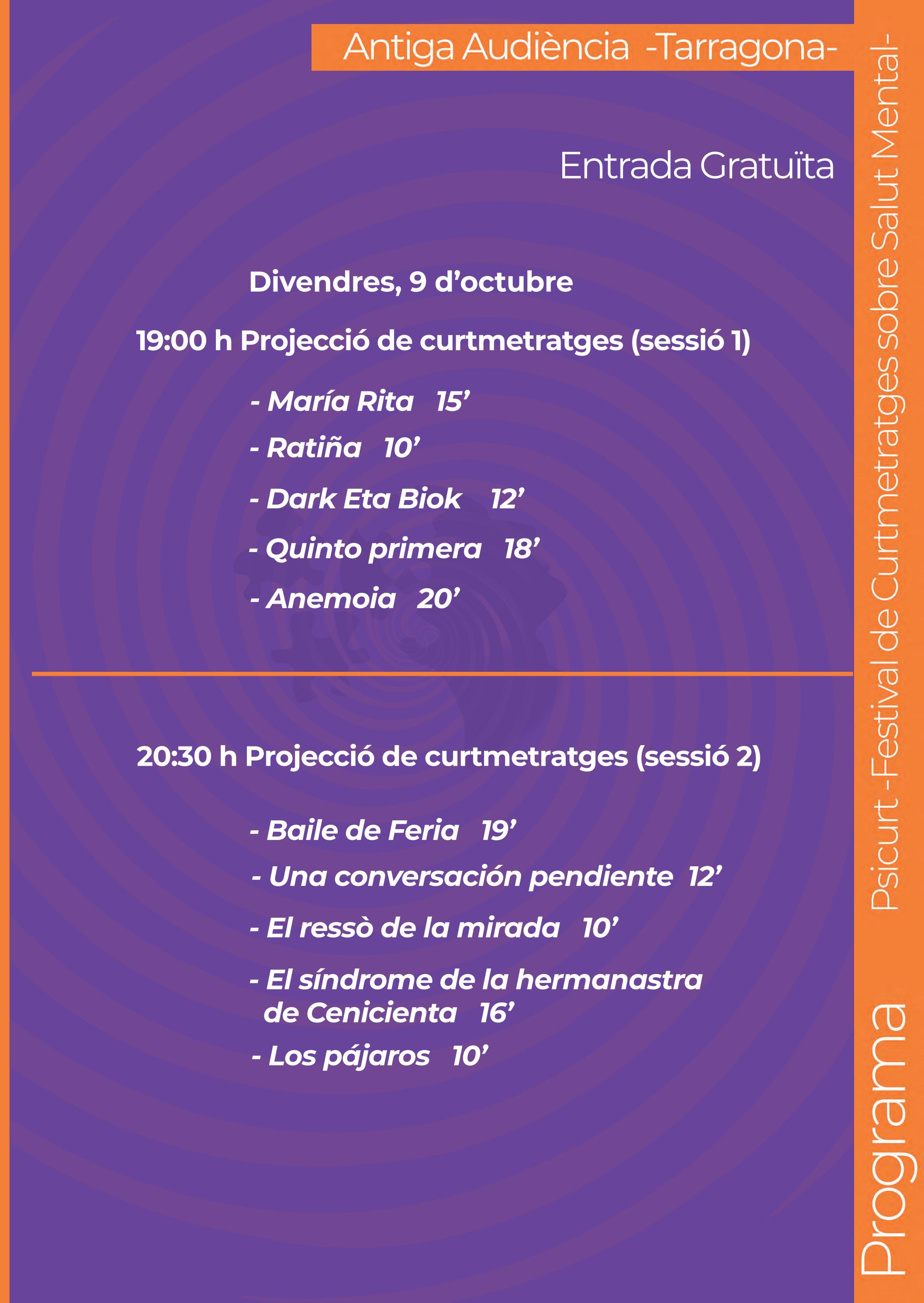 Projecció de curtmetratges - Sessió 1 i sessió 2