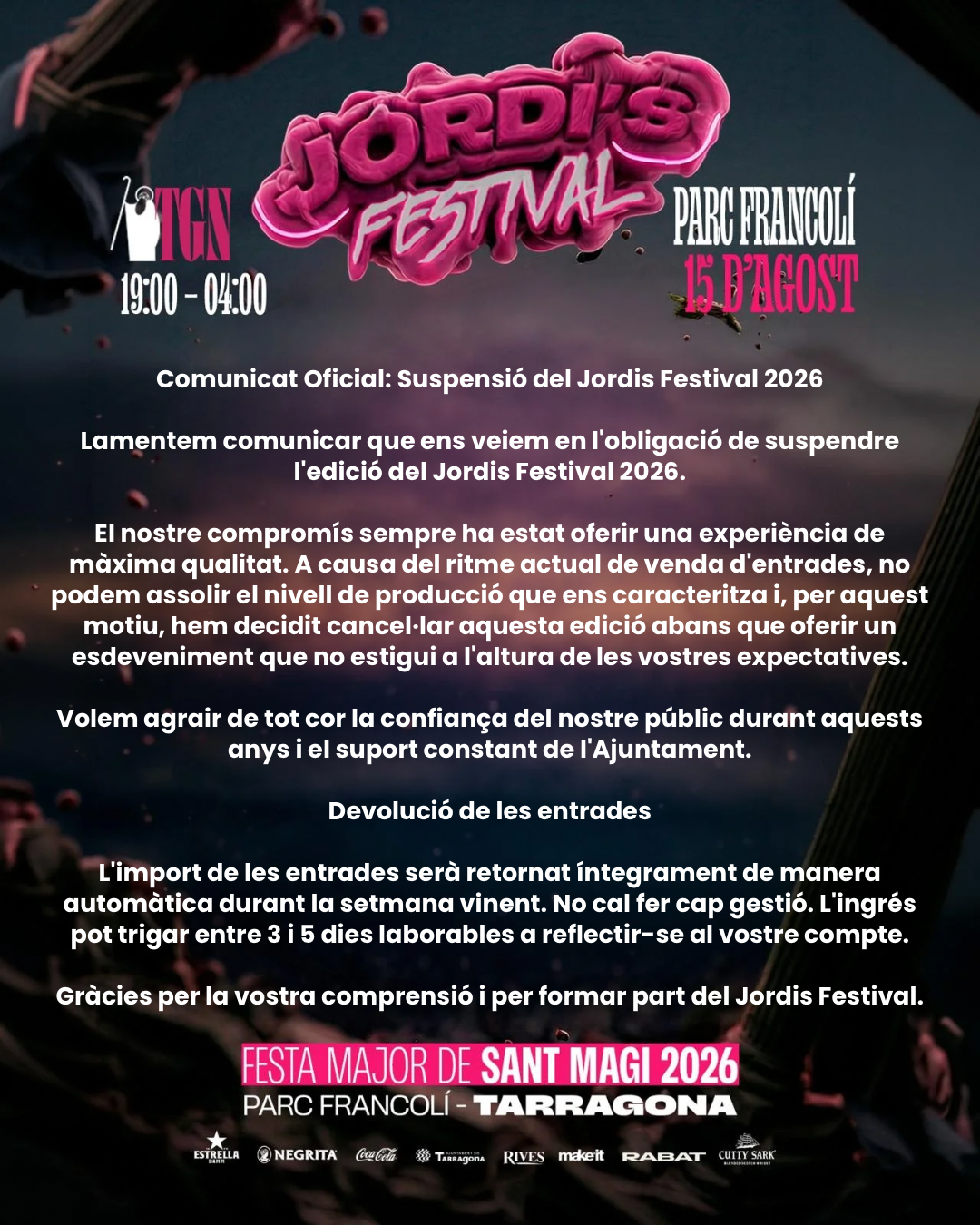 [ACTE SUSPÈS] Jordi’s Festival Sant Magí 2026