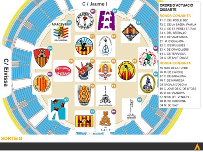 Distribució colles a plaça dissabte 6 - Concurs Castells