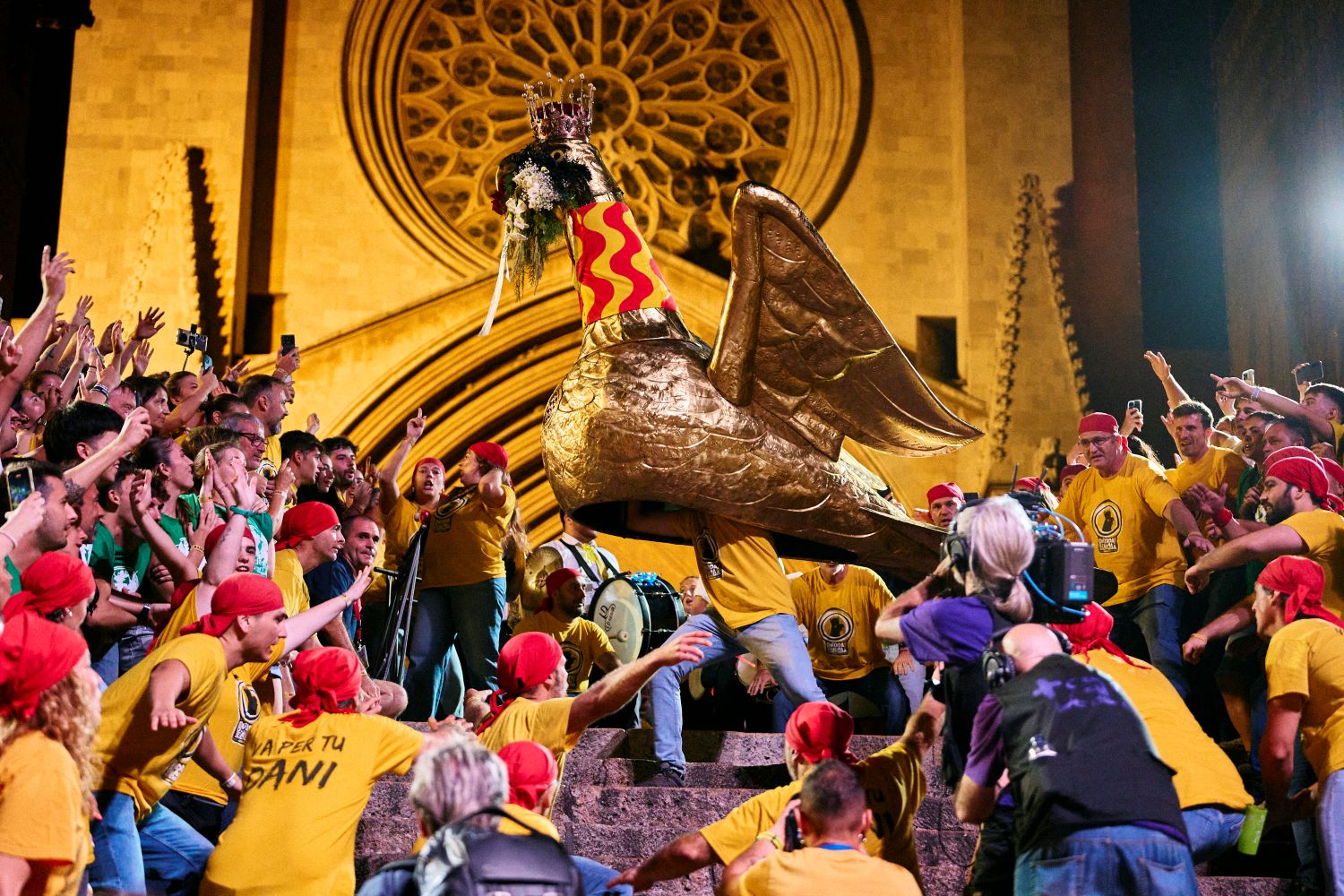 La Baixada de l’Àliga, els Gegants Vells, la Mulassa, el Lleó i les bandes
