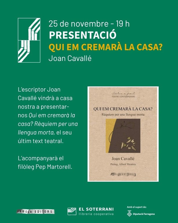 Presentació del llibre 'Qui em cremarà la casa?', de Joan Cavallé