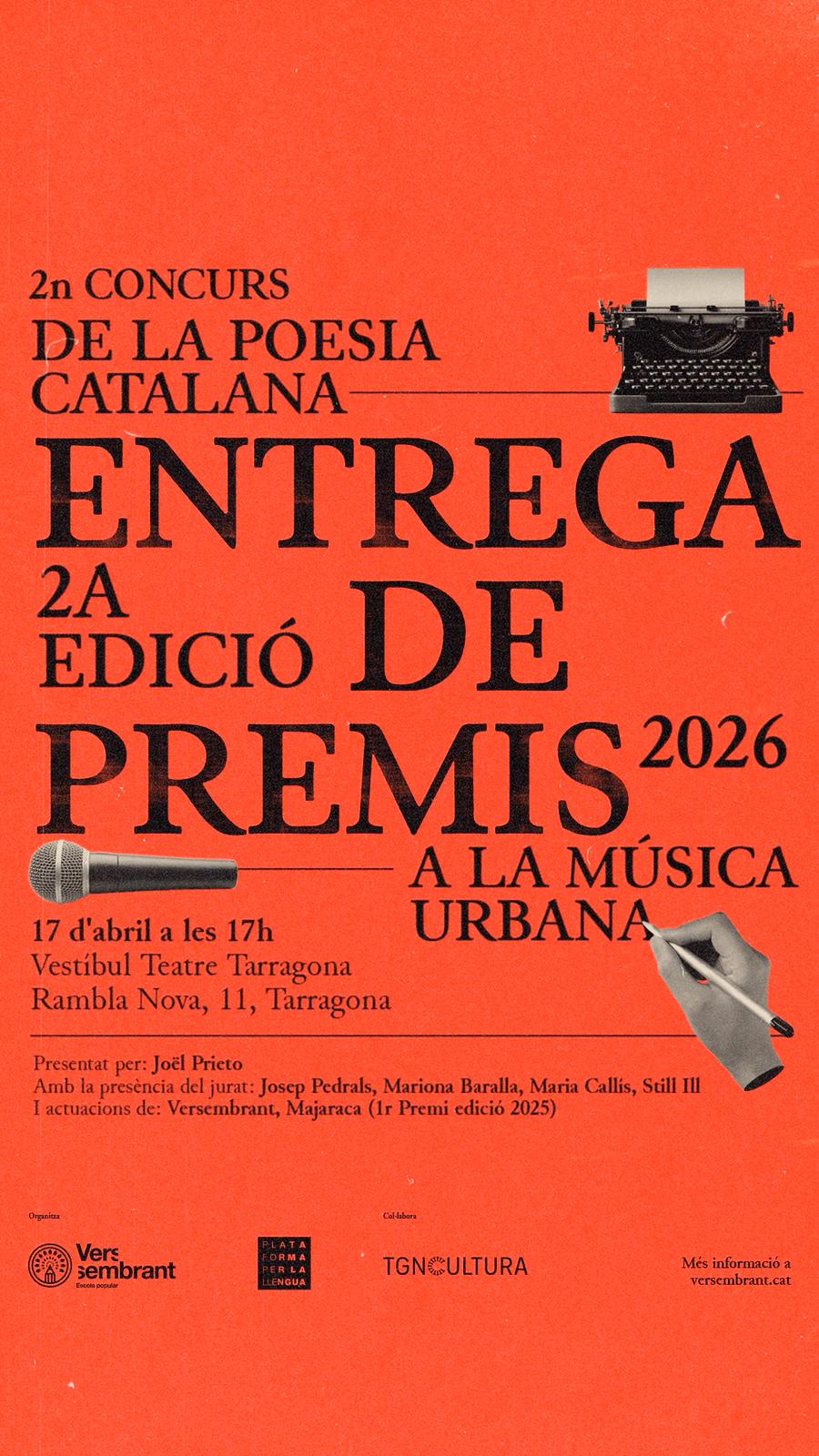Lliurament de premis del 2n concurs "De la poesia catalana a la música urbana"