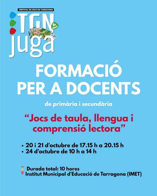 Formació per a docents TGN Juga: "Jocs de taula, llengua i comprensió lectora"