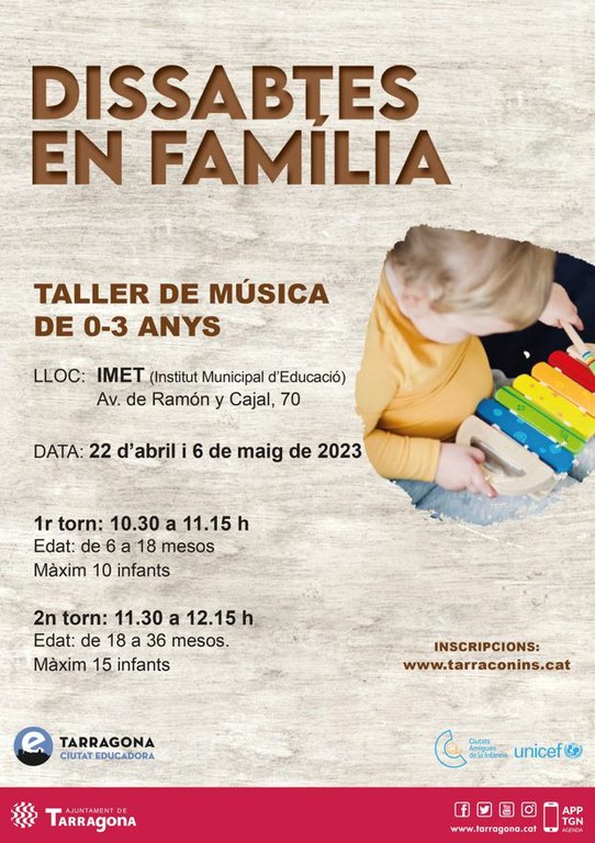 Dissabtes en família - Taller de música per a infants de 18 a 36 mesos