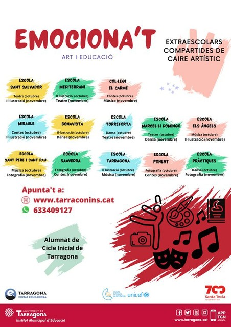 Cartell extraescolars Emociona't. Art i educació