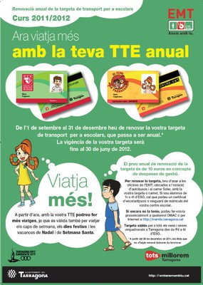 Cartell "Ara viatja més amb la teva TTE anual"
