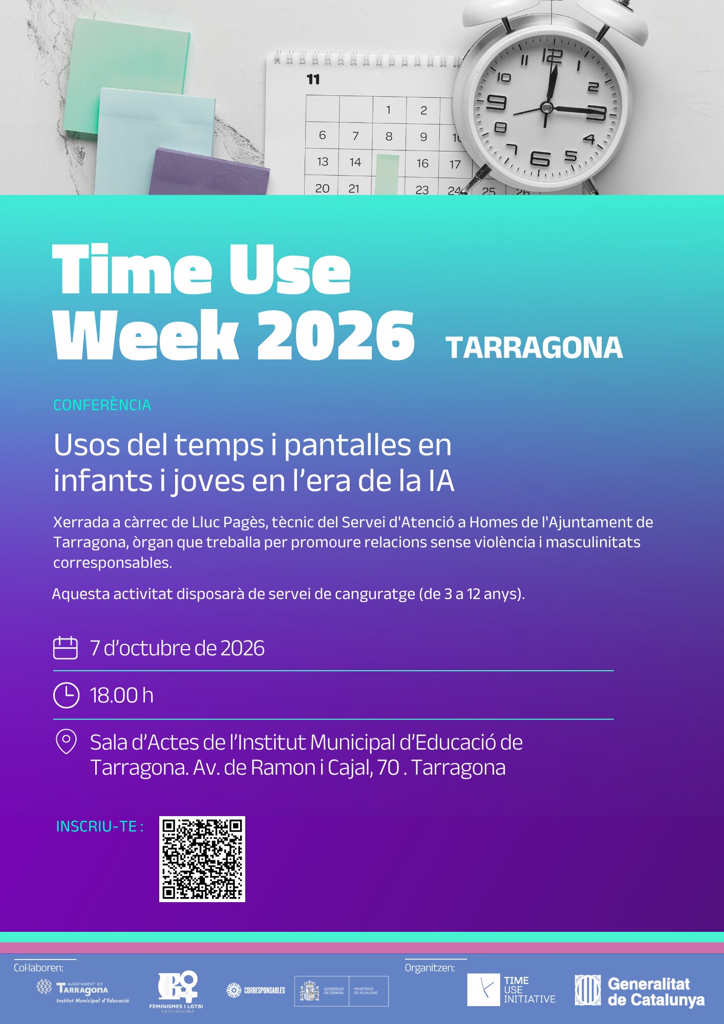 Time Use Week 2026 | Usos del temps i pantalles en infants i joves en l'era de la IA