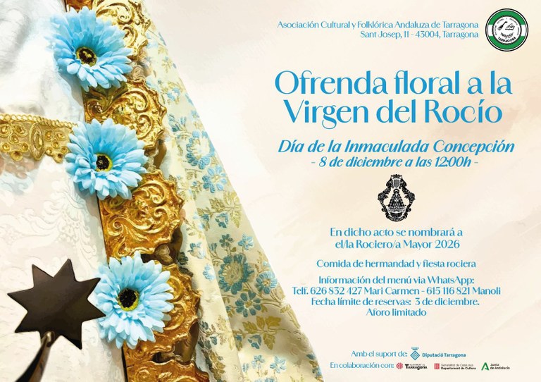 Ofrena floral a la Mare de Déu del Rocío i nomenament del Rociero/a Mayor 2026