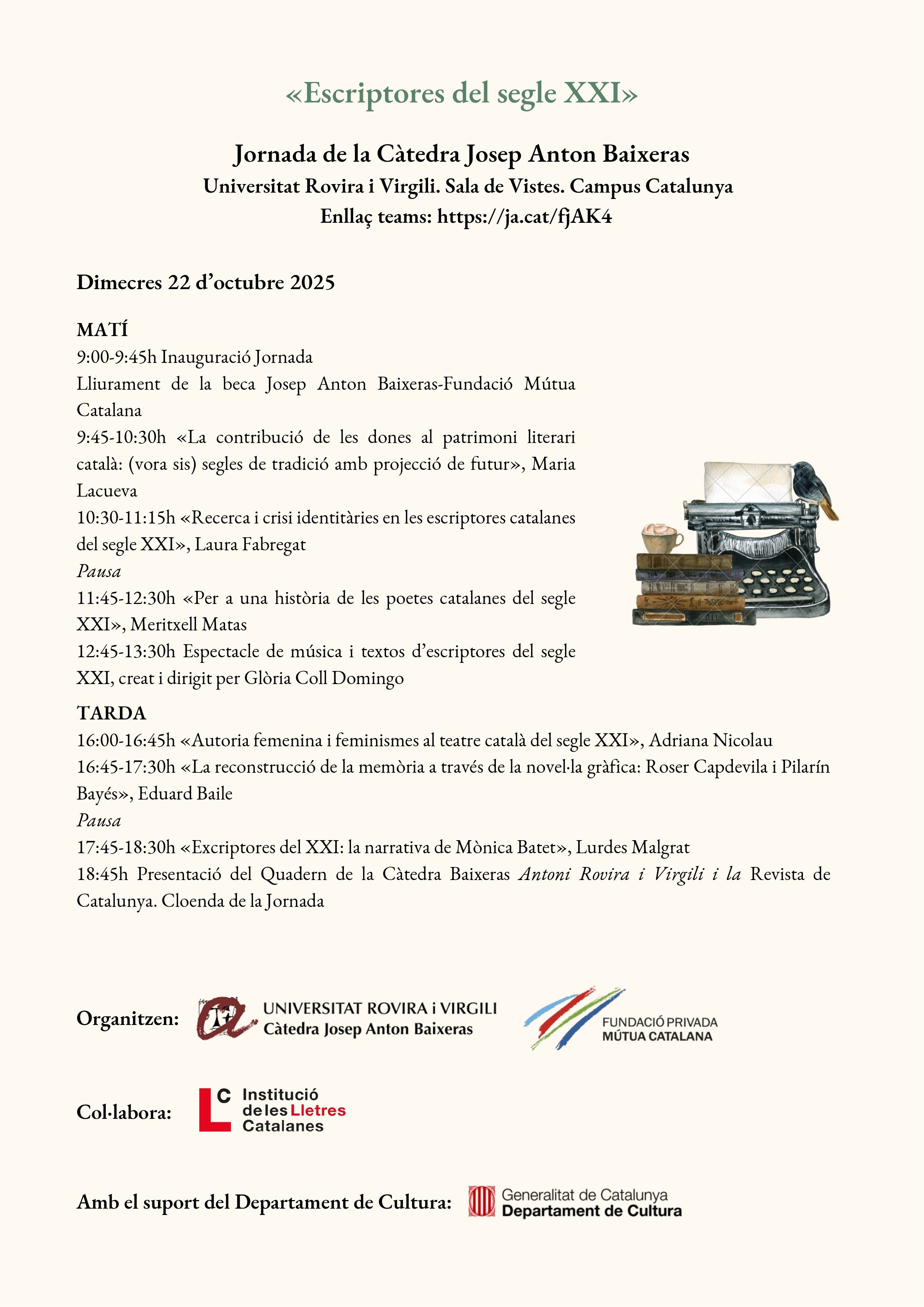 Jornada de la Càtedra Josep Anton Baixeras de Patrimoni Literari Català