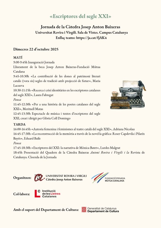 Jornada de la Càtedra Josep Anton Baixeras de Patrimoni Literari Català