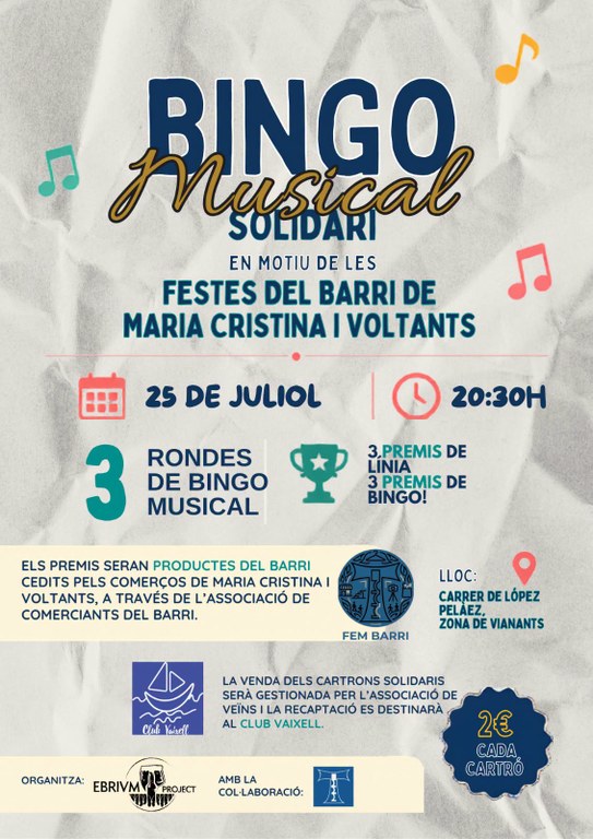 Festes de Maria Cristina | Bingo musical solidari