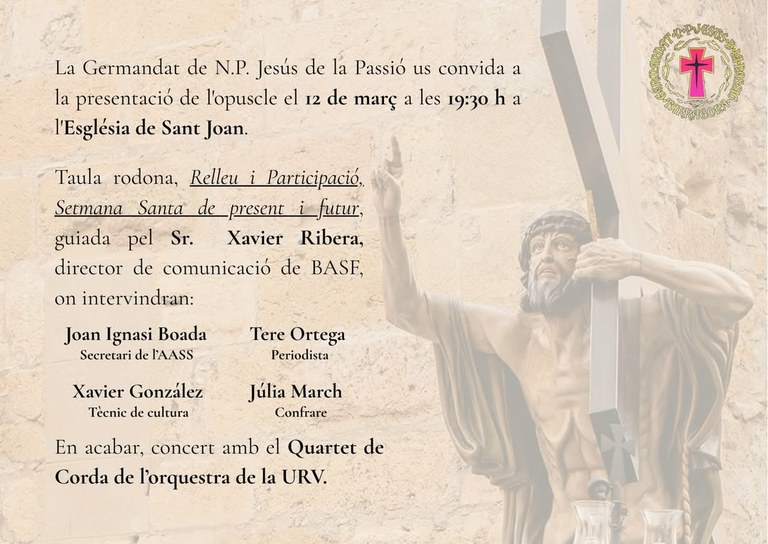Presentació de l'opuscle de la Germandat N. P. Jesús de la Passió