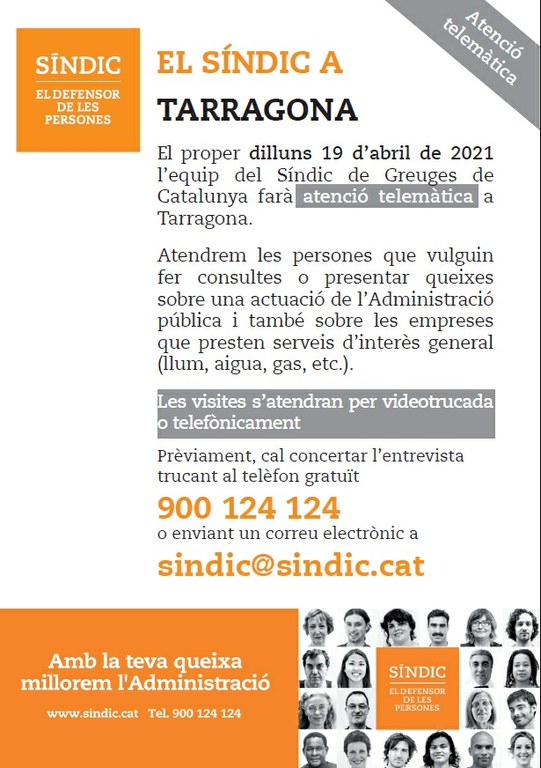 El Síndic de Greuges de Catalunya atendrà les peticions dels tarragonins el proper dilluns