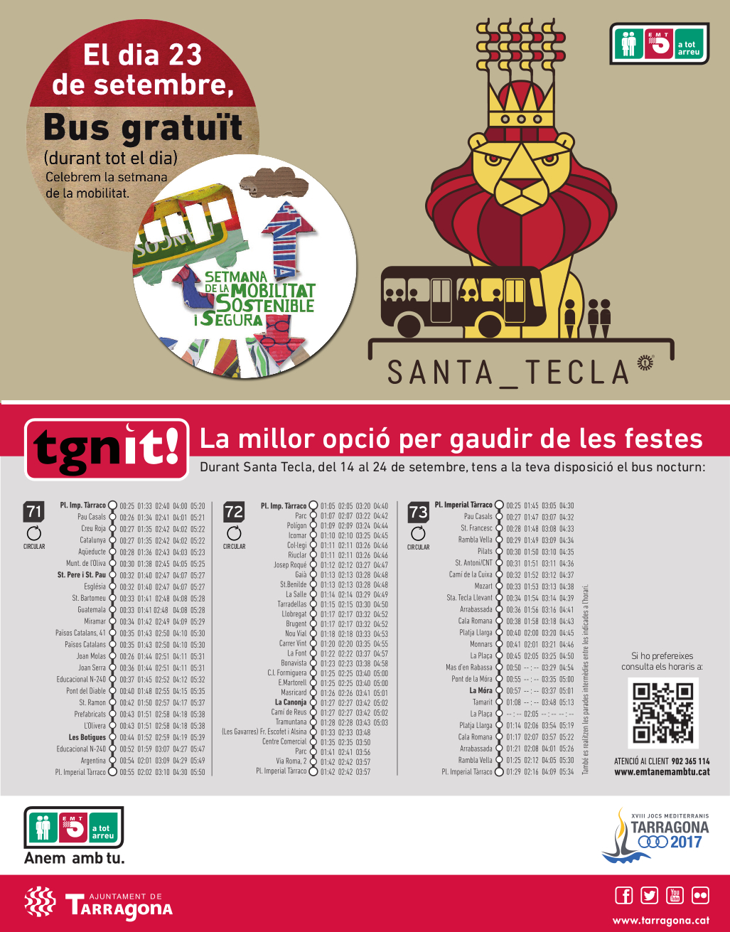 horaris bus nocturn Santa tecla