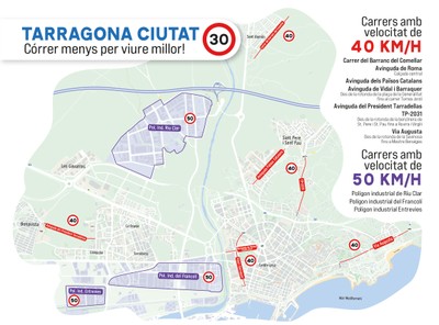 Mapa límits velocitat Tarragona, ciutat 30