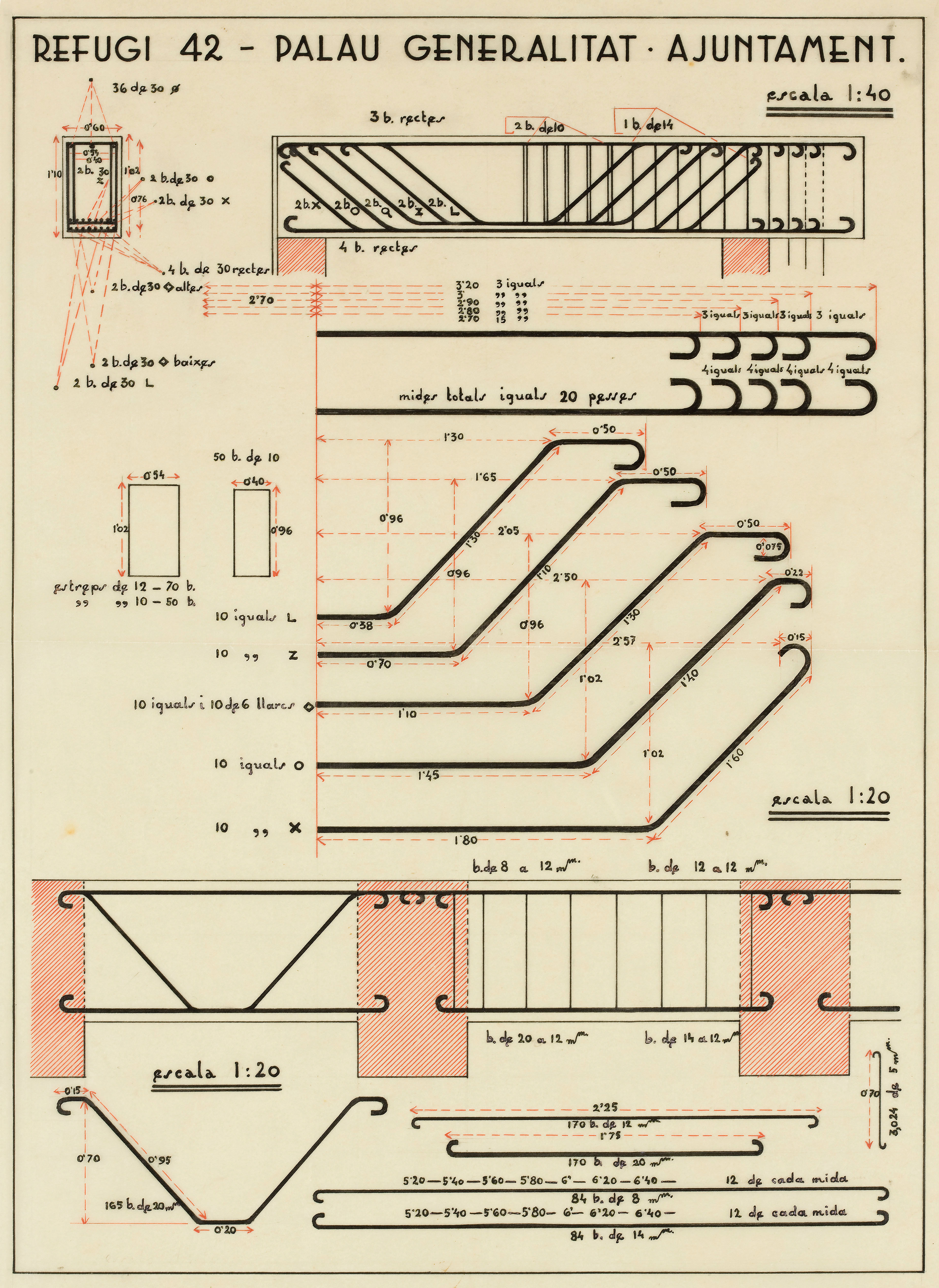 Edifici de l'Ajuntament. Plaça Font - secció (Palau de la Generalitat - Ajuntament). Refugi 42