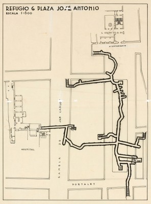 Plaça de la Font (Plaza José Antonio). Refugi 6