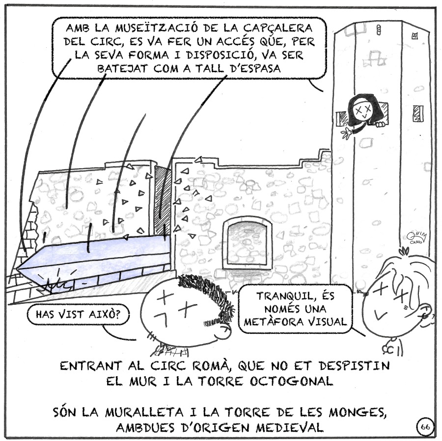 Vinyeta 66 — Evolució medieval del circ: barri del Corral, muralleta i Torre de les Monges