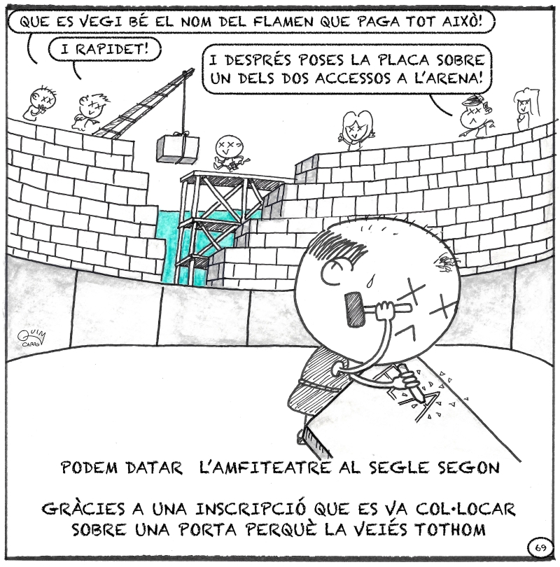Vinyeta 69 — Inscripció fundacional i finançament de l’amfiteatre