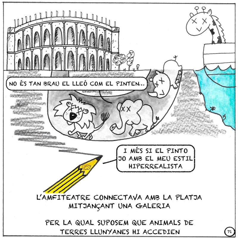 Vinyeta 71 — Animals, galeria subterrània i connexió amb la platja del Miracle
