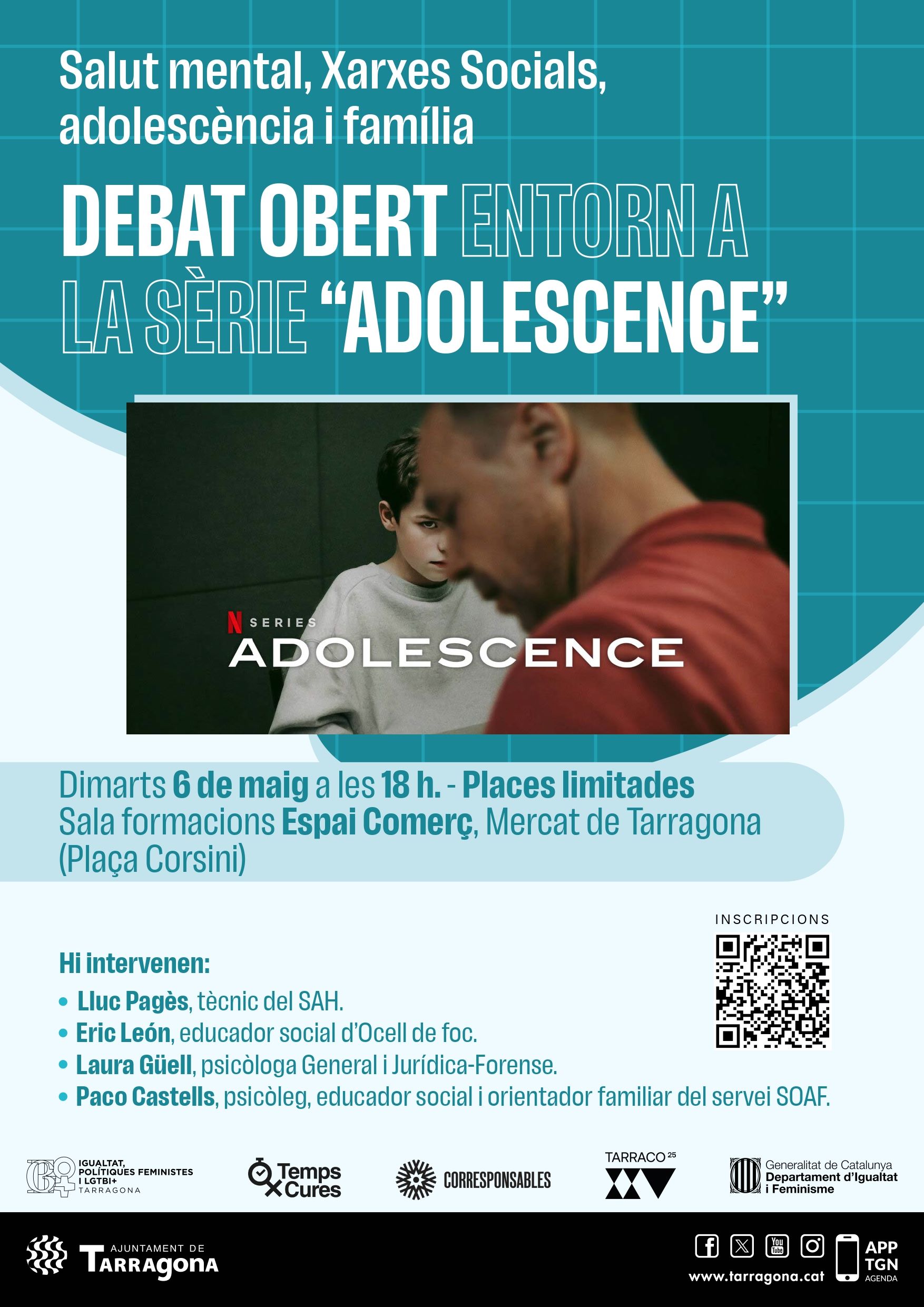 Debat obert entorn la sèrie ADOLESCENCE:  Salut mental, xarxes socials, adolescència i famílies