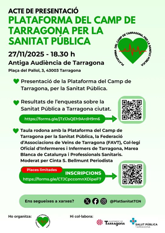 Presentació i debat a l'entorn dels resultats d'una enquesta ciutadana sobre la sanitat pública a Tarragona