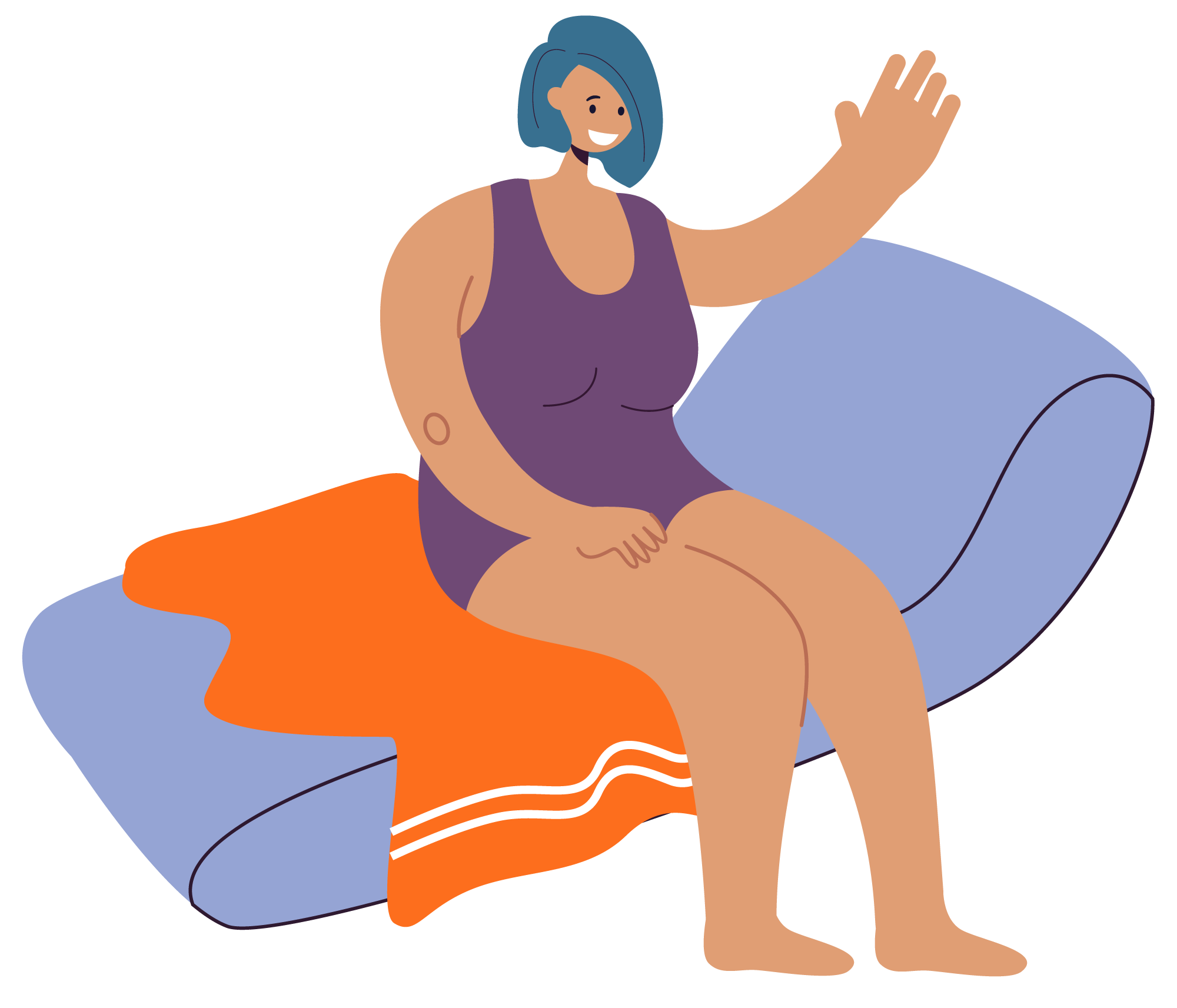 Noia asseguda en gandula