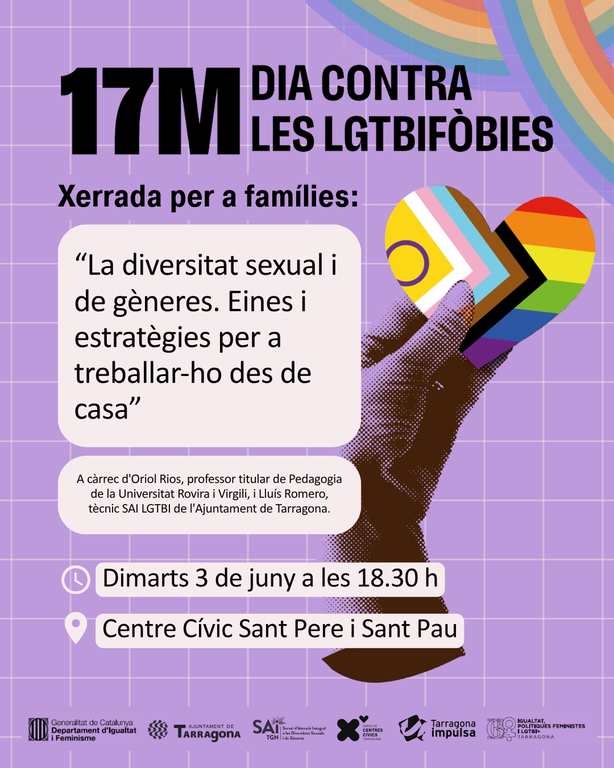 Xerrada per a famílies 'La diversitat sexual i de gèneres. Eines i estratègies per a treballar-ho des de casa'