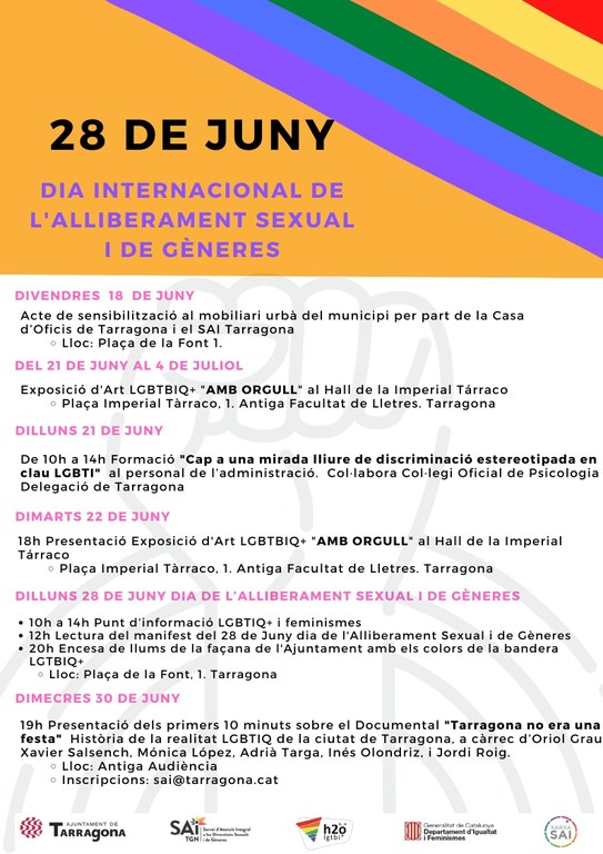 Tarragona celebra el 28 de juny el Dia Mundial de l'Alliberament Sexual i de Gèneres