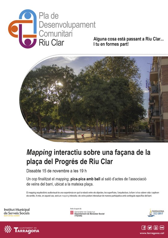 La plaça del Progrés de Riu Clar acollirà demà un "mapping" interactiu i un pica-pica amb ball
